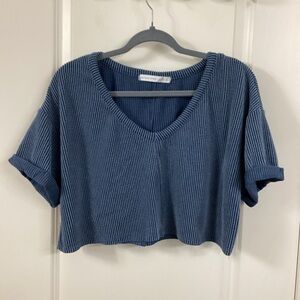 Altar'd State Blue Ribbed Crop Top